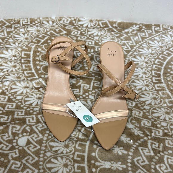a new day Tan Heeled Shoes with strap around ankle design - Picture 10 of 10